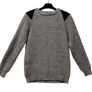 Aran Crafts Ireland Wool Vintage Patches Thick Knit Captains Jumper Sweater L